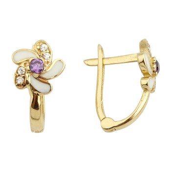 Mor Taşlı Çocuk Küpesi - Melike