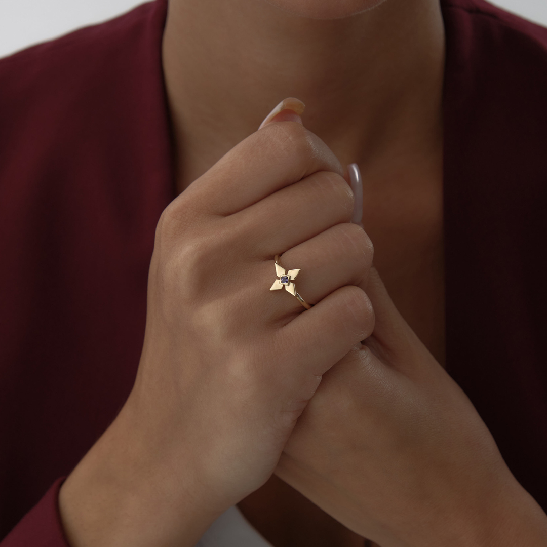 Mor Taşlı Shuriken Yüzük - 3