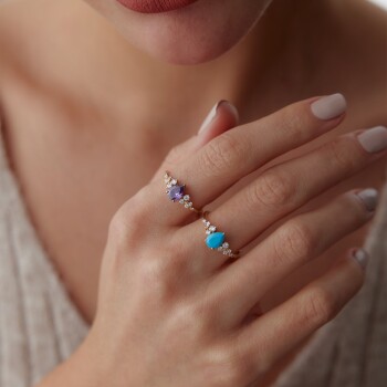 Mor Taşlı Yüzük - 3