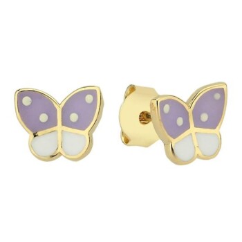 Mor ve Beyaz Kelebek Çocuk Küpesi - Melike