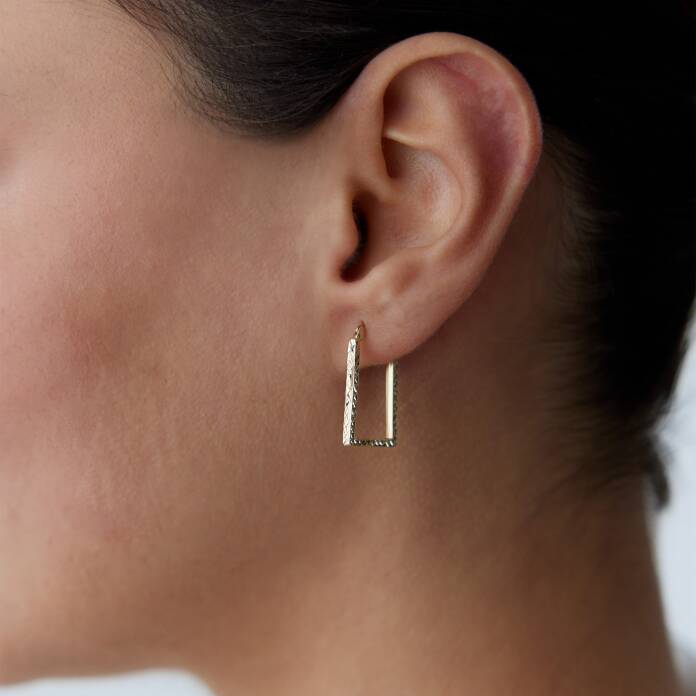 Motifli Dörtgen Küpe - 1