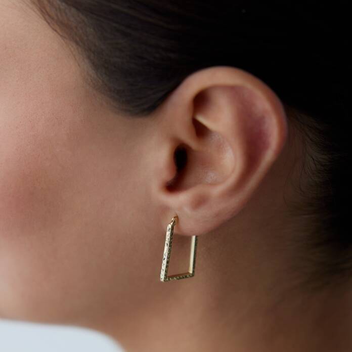 Motifli Dörtgen Küpe - 2