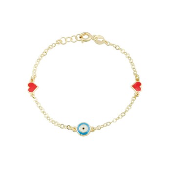 Nazar Boncuklu Kalpli Çocuk Bilekliği - Melike