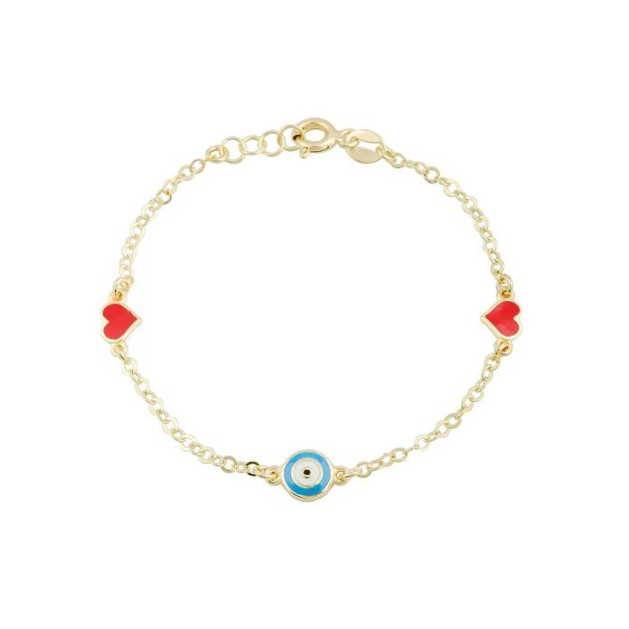 Nazar Boncuklu Kalpli Çocuk Bilekliği - 1