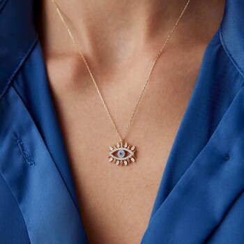 Ok Kirpikli Göz Kolye - Rayna