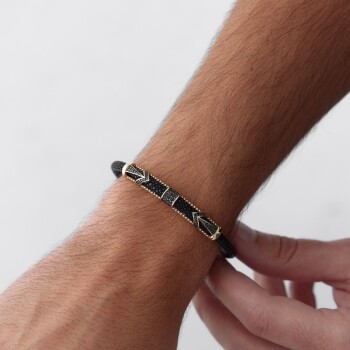 Ok Model Taşlı Erkek Bileklik - Koçak