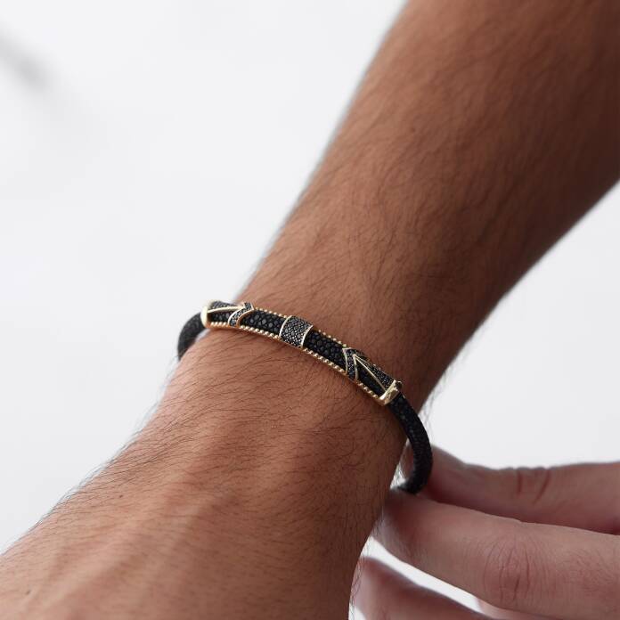 Ok Model Taşlı Erkek Bileklik - 2