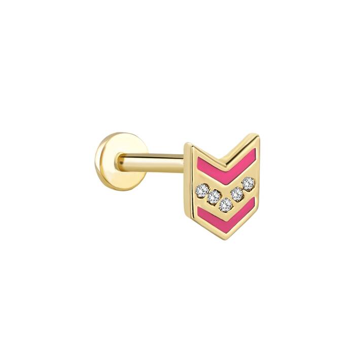 Ok Pink Mineli Beş Taş Tragus Piercing - 1