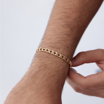 Oluklu Sıra Kare Erkek Bileklik - Alen