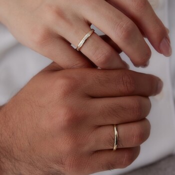 Oluklu Su Yolu Çift Alyans - Tülay Alyans