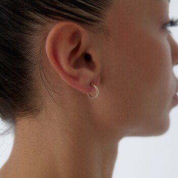 Oluklu XX Mini Halka Küpe - 4