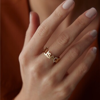 On Beş Harfli Kişiye Özel İsim Yüzük - Alen