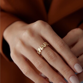 On Beş Harfli Kişiye Özel İsim Yüzük - Alen (1)