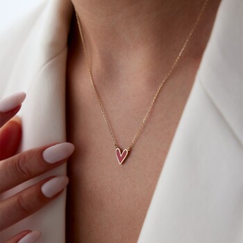 Origami Kırmızı Kalp Kolye - Rayna (1)