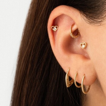 Ortası Taşlı Kalp Tragus Piercing - Dianora (1)