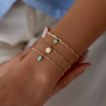 Oval Aqua Vintage Charm Bileklik - Alen (1)