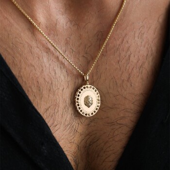 Oval Aslan Pia Erkek Kolye - Koçak (1)