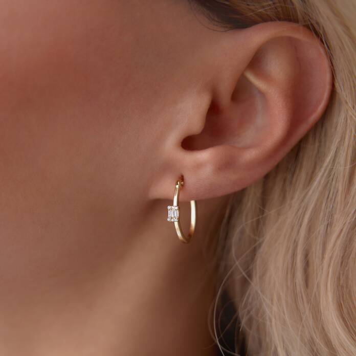 Oval Baget Halka Küpe - 1