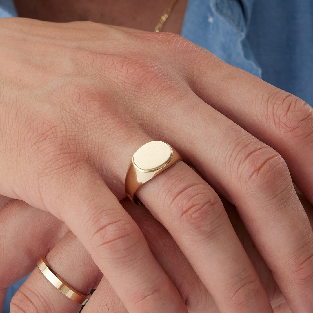 Oval Damga Plaka Yüzük - 1