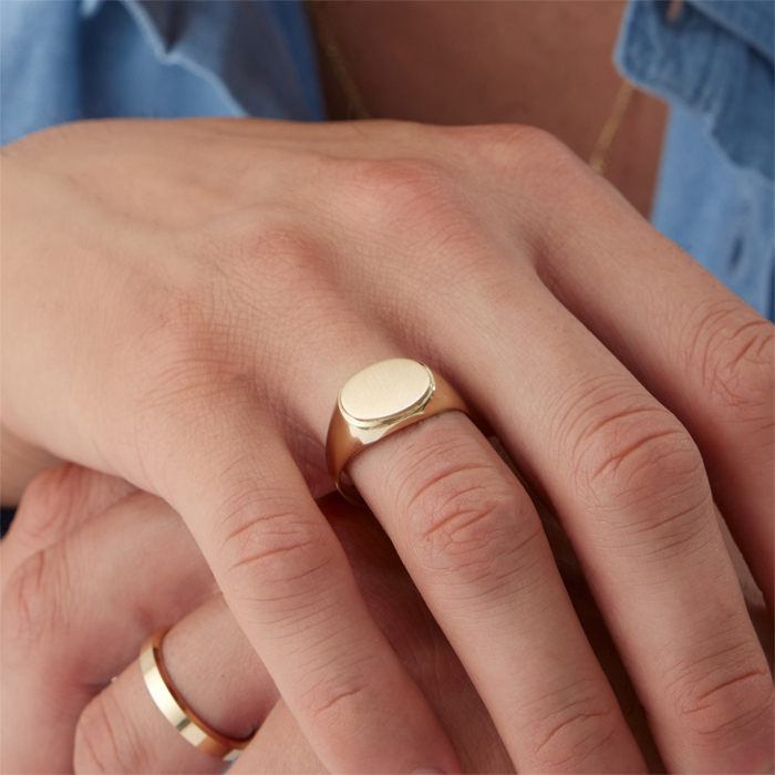 Oval Damga Plaka Yüzük - Milan (1)