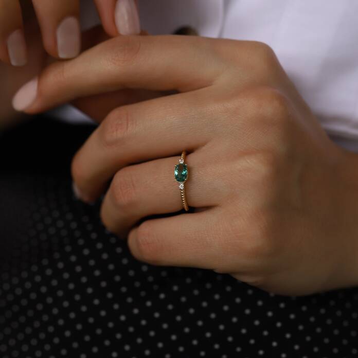Oval Green Talis Yüzük - 1