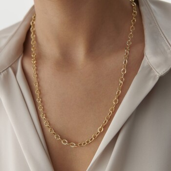 Oval İşlemeli Ataç Zincir - Midas (1)