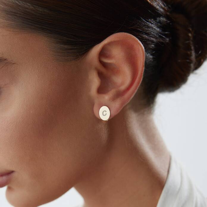 Oval Plaka Küpe - 2