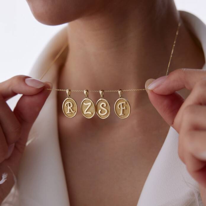 Oval Plaka Vintage Font Harf Kolye - 1