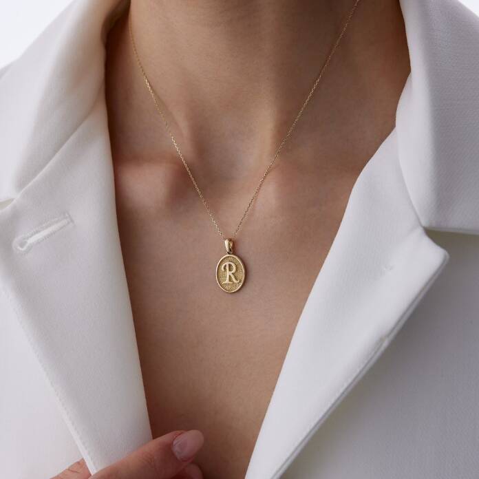 Oval Plaka Vintage Font Harf Kolye - 3