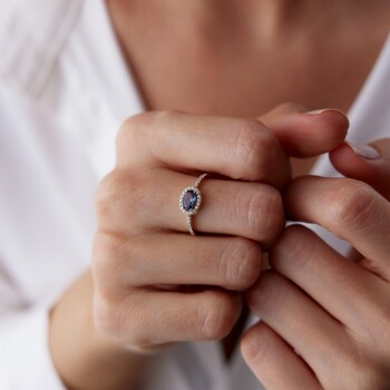 Oval Safir Simit Yüzük - Rayna