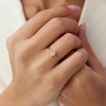 Oval Sıvama Tektaş Yüzük - Cemart