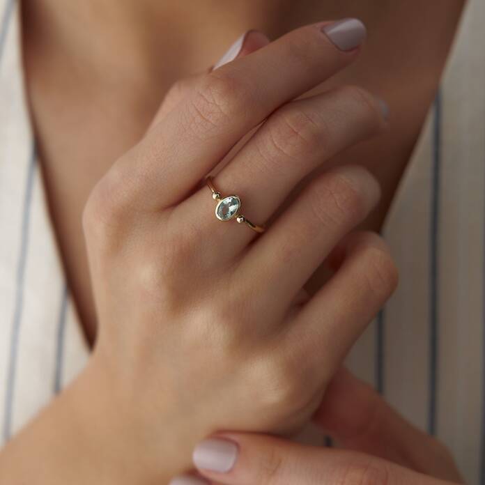 Oval Su Yeşili Yüzük - 1