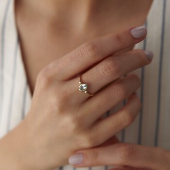 Oval Su Yeşili Yüzük - 2