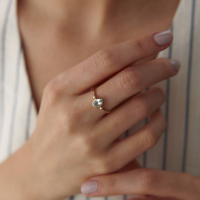 Oval Su Yeşili Yüzük - 2