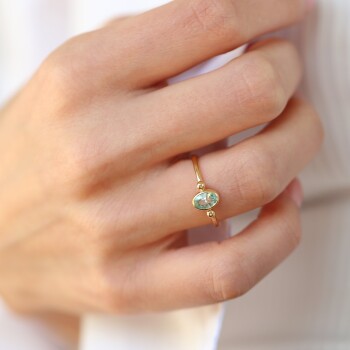 Oval Su Yeşili Yüzük - 3