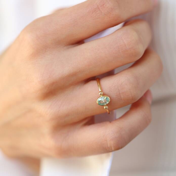 Oval Su Yeşili Yüzük - 3