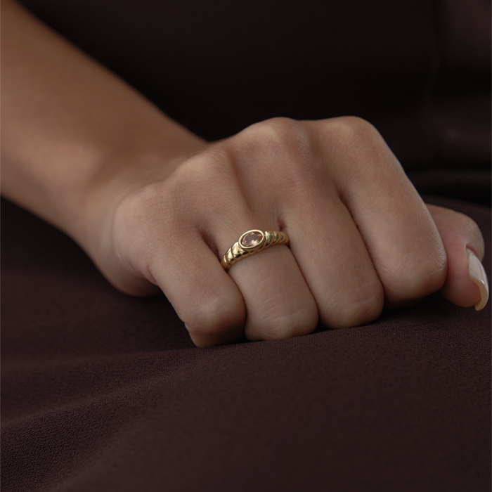 Oval Taşlı Burgu Yüzük - MİST