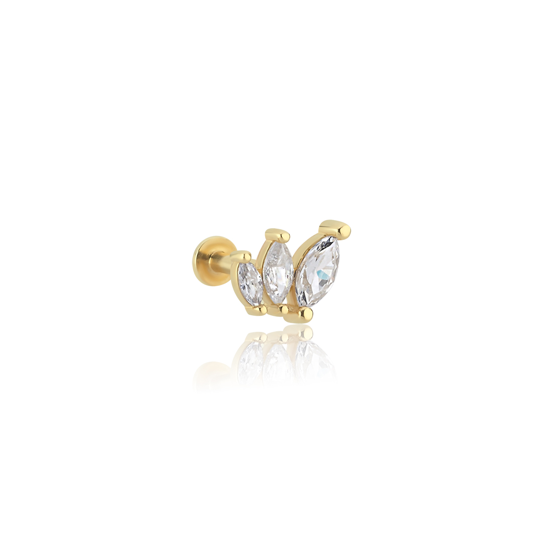 Oval Taşlı Butterfly Tragus Piercing - 1