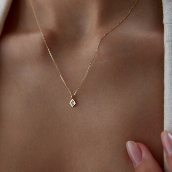 Oval Taşlı Mini Kolye - Alen (1)