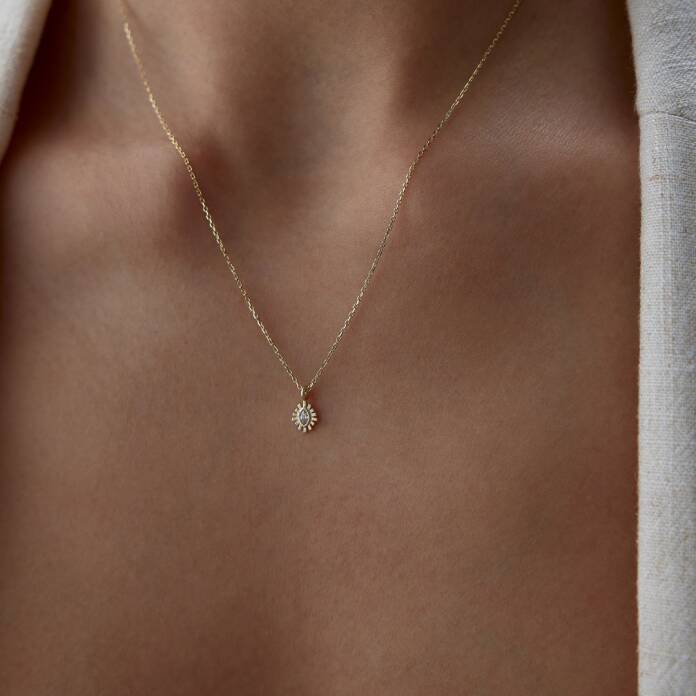 Oval Taşlı Mini Kolye - 1