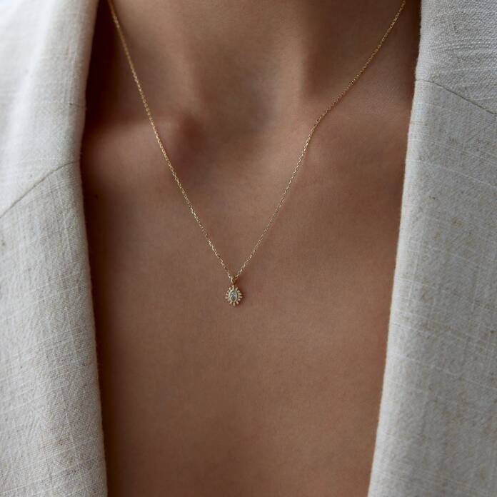 Oval Taşlı Mini Kolye - 3