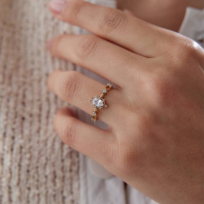 Oval Taşlı Vintage Yüzük - 2