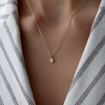 Oval Tektaş Yıldız Kolye - Alen