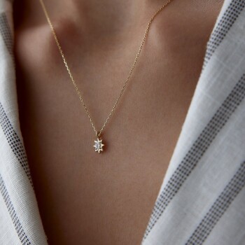 Oval Tektaş Yıldız Kolye - Alen (1)