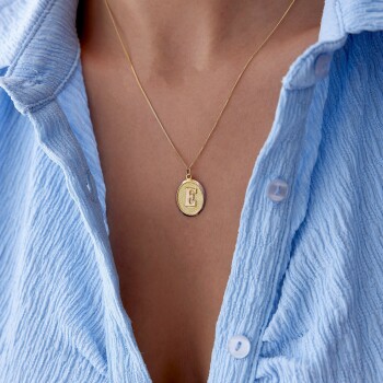 Oval Vintage Harf Kolye - Özçelik