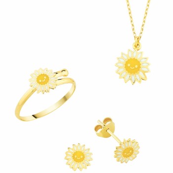 Papatya Figürlü 14 Ayar Kız Çocuk Altın Takı Seti - Melike