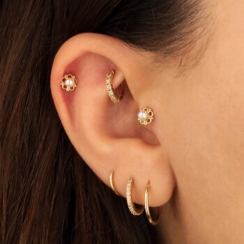 Papatya Model İncili Tragus Piercing - Dianora (1)