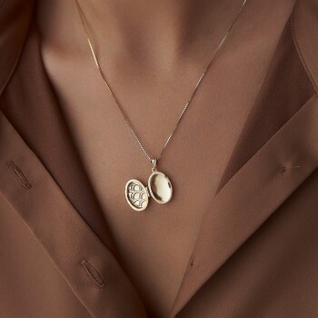 Paraşüt Desen Oval Kapaklı Kolye - Ador (1)