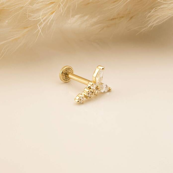 Parıltı Kelebek Minimal Tragus Piercing - 3