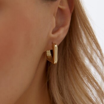 Parlak Kare J Küpe - Rayna (1)